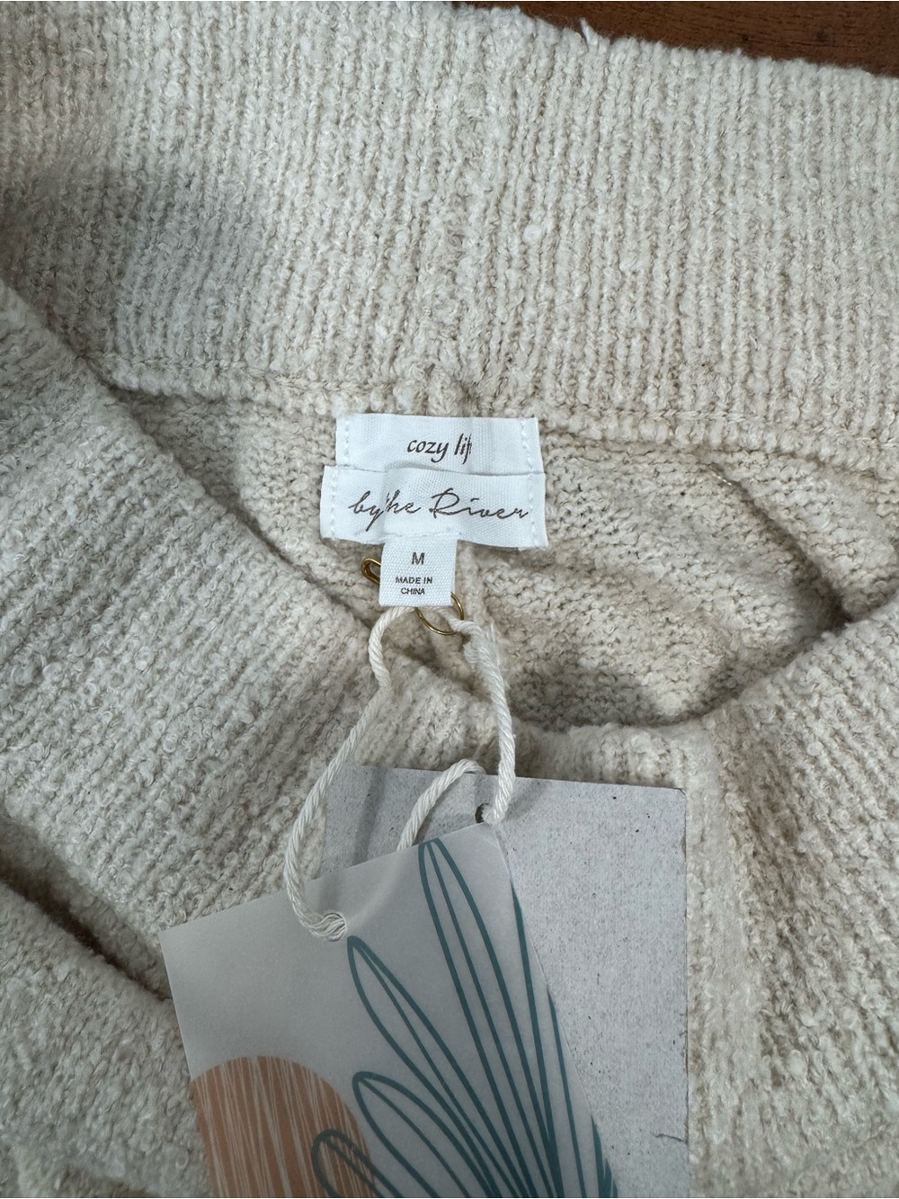 By the River Cozy Beige Knit Cardigan & Pants Lounge Set. Size Med. NWT - Picture 10 of 10
